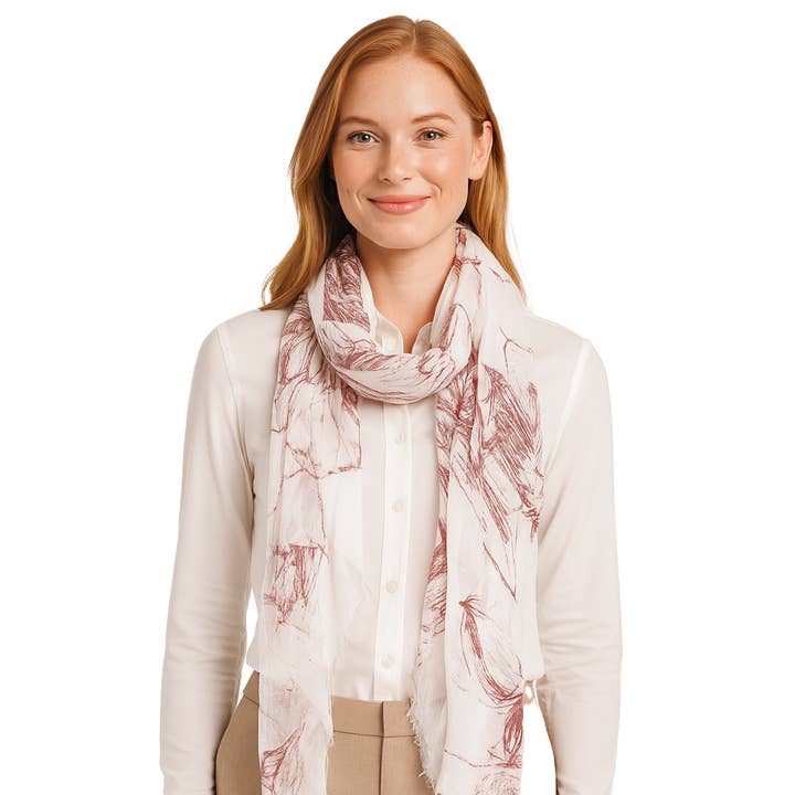 Sciarpa con Schizzo Floreale per la vendita all'ingrosso da parte di Blue Pacific