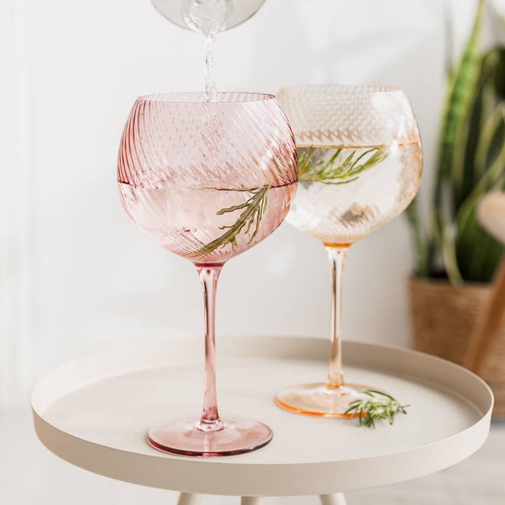 UBERSTAR - Wholesale Cocktail/liquor glass - Twist Gin Glasses - Set of 2 Pink/Peach5