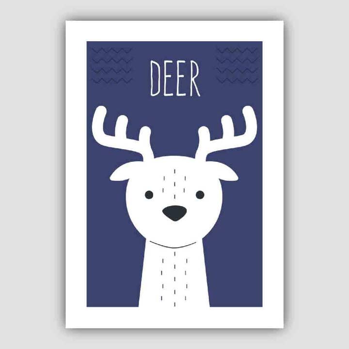 Artze Wall Art – wholesale Poster – Deer Scandinavian Geometric Navy Blue Nursery Poster