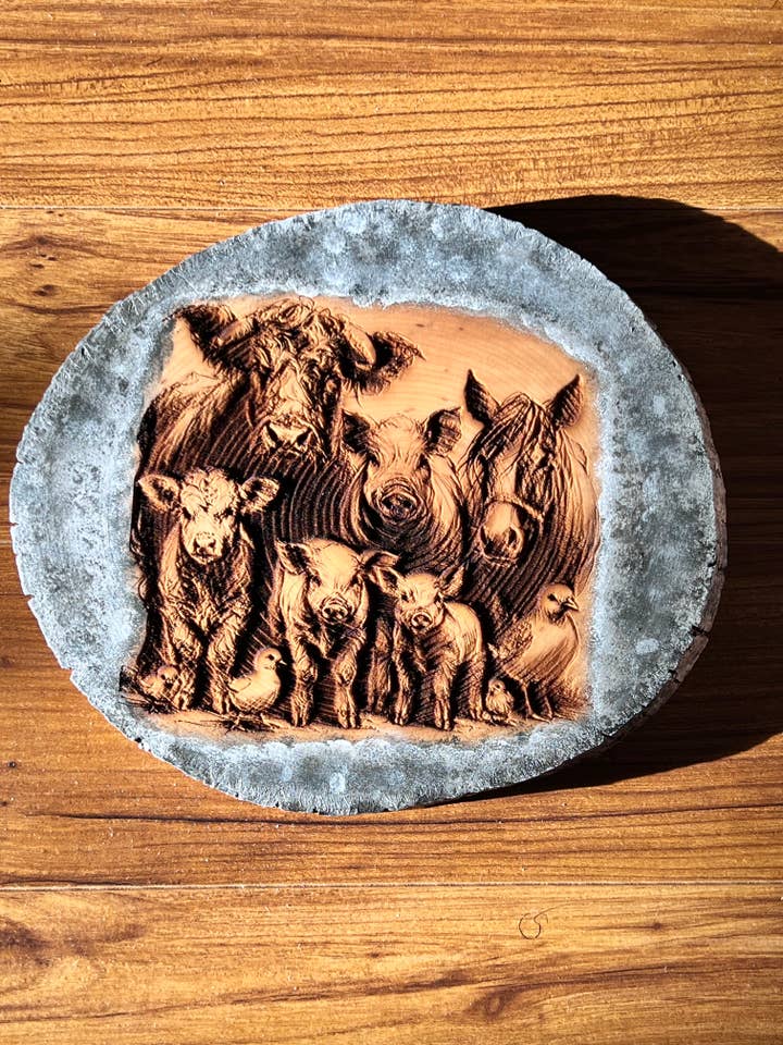 Art mural d'animaux de ferme, gravé sur bois pour la vente par Lexo Creations