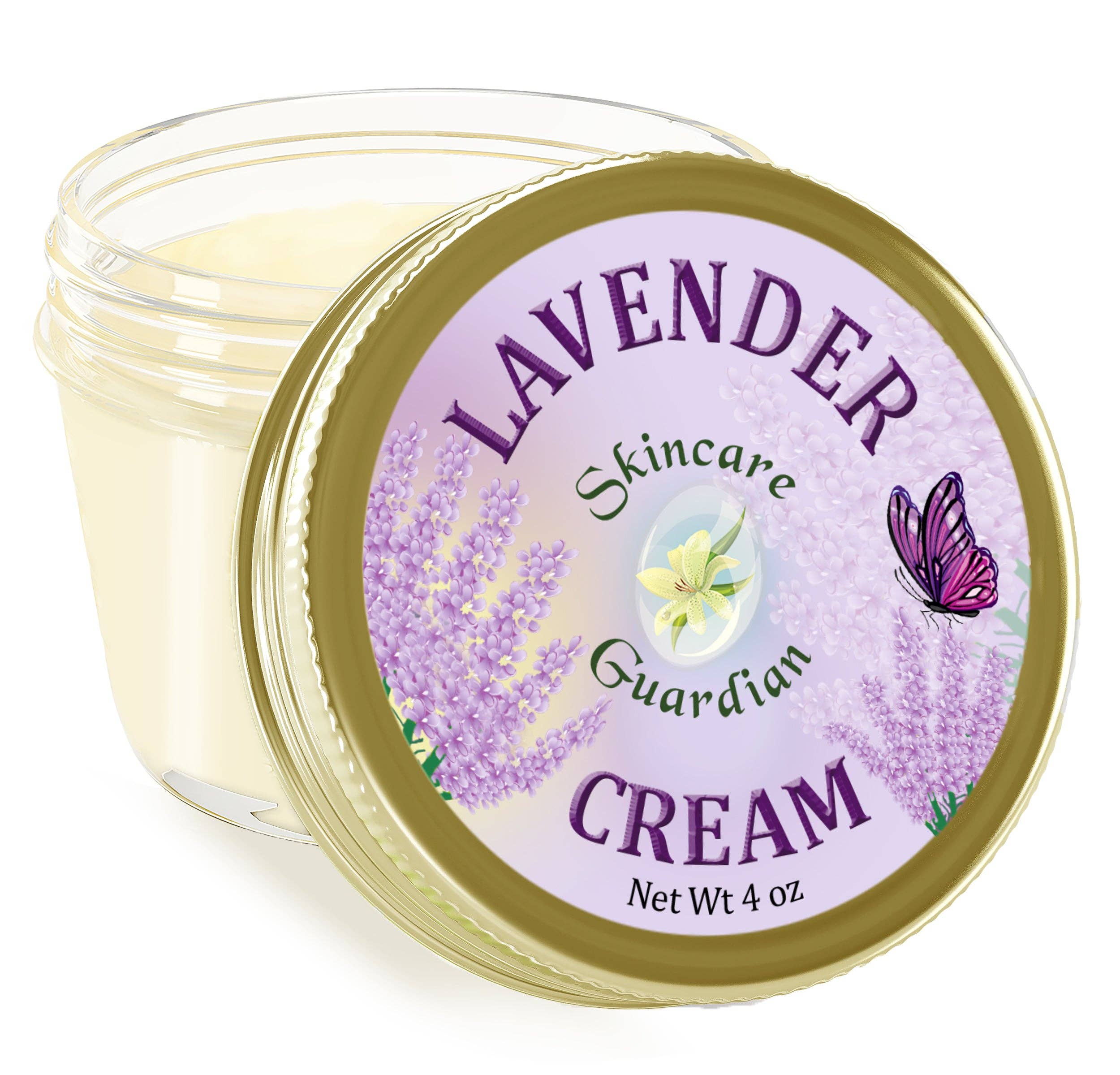 Creation Farm Inc - Venta al por mayor Crema/loción corporal - Crema de Lavanda 4 Oz Guardián Blindado Cuidado Calmante para Pies con Aloe y Aceite de Coco Virgen Extra para una Piel Suave y Flexible