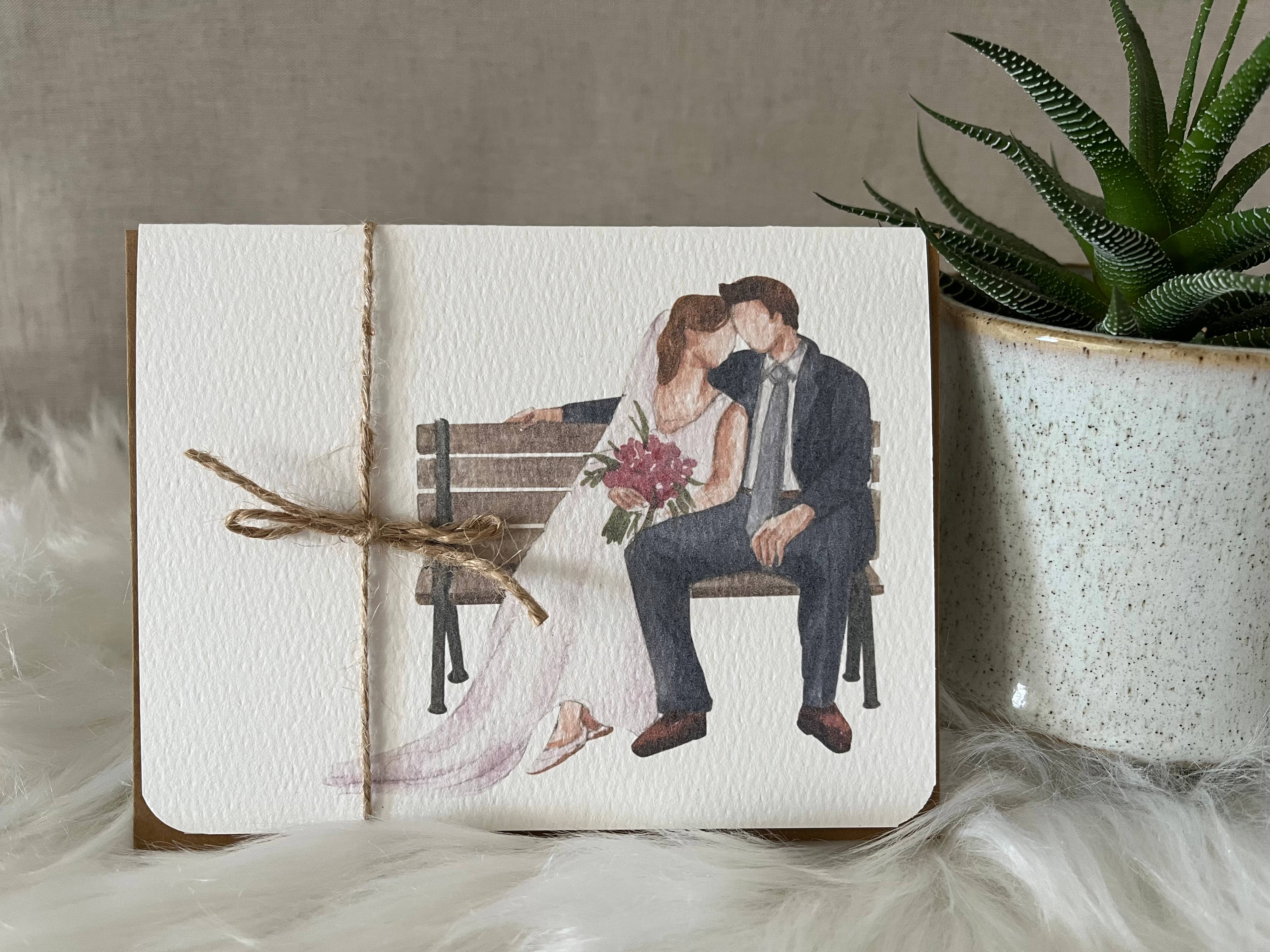 Paper Kuts – Engroshandel Bryllupskort – Brud og brudgom Tillykke kort Inkluderer Kraft Konvolut2