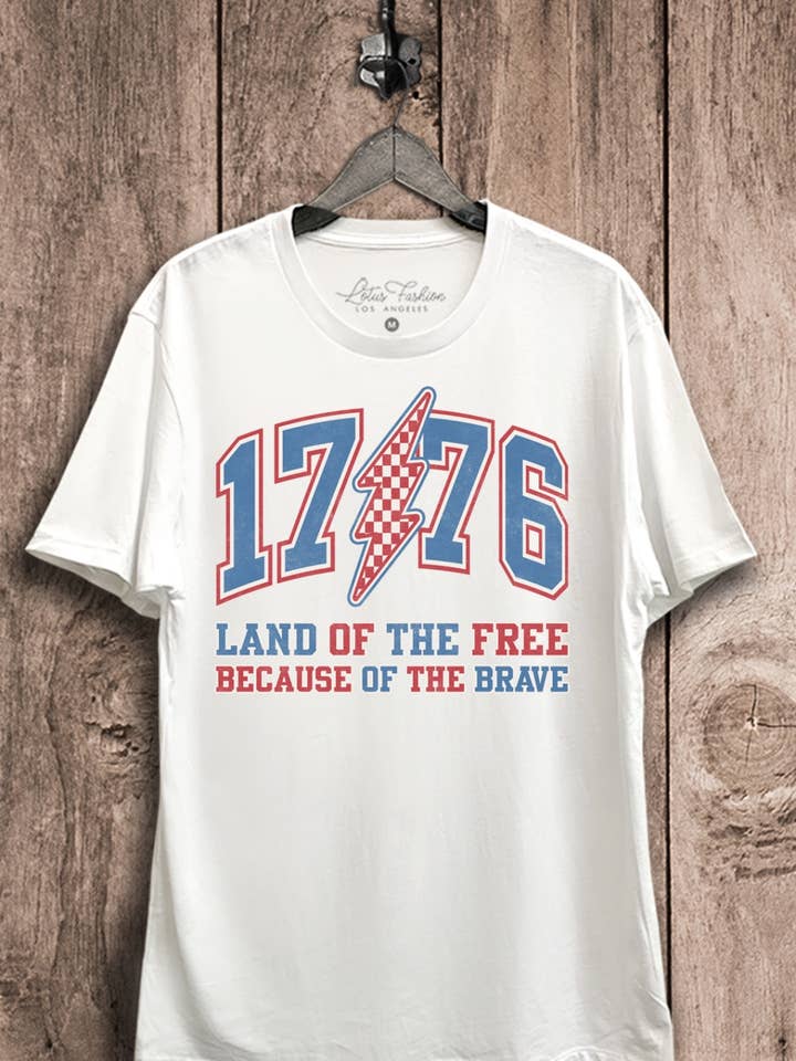 Lotus Fashion Collection - Vendita all'ingrosso Maglietta stampata - Donna - 1776 Terra dei Liberi Maglietta Grafica