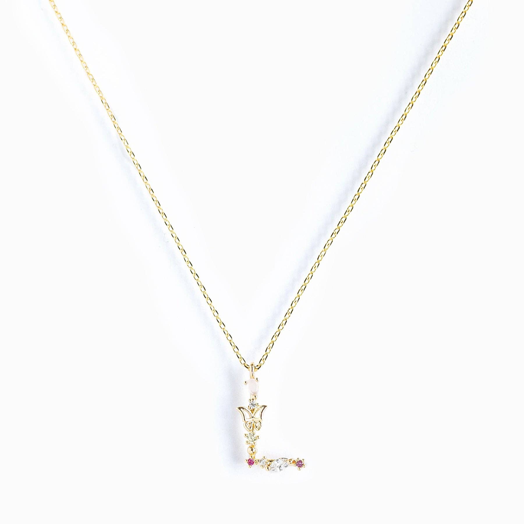 Girls Crew – wholesale Pendant/charm necklace – Flutterfly Stone Initial Necklace6