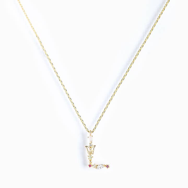 Girls Crew – wholesale Pendant/charm necklace – Flutterfly Stone Initial Necklace6