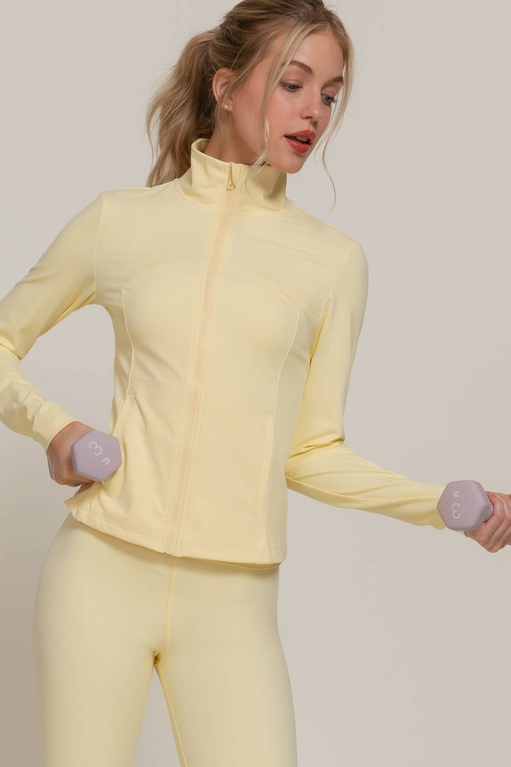 Active Basic | Active USA - Wholesale Athletic Jacket - Women's - Long Sleeve Mock Neck Seam Detail Workout Jacket52