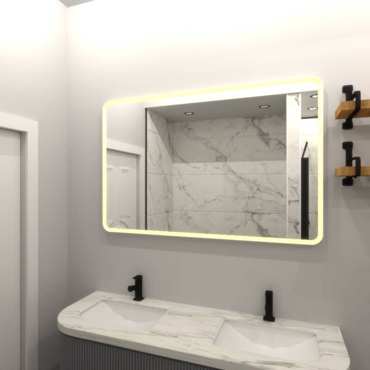 39F Inc. - Wholesale Wall Mirror - 48"X36" Rectangular Dimmable Anti-Fog LED Bathroom Mirror1