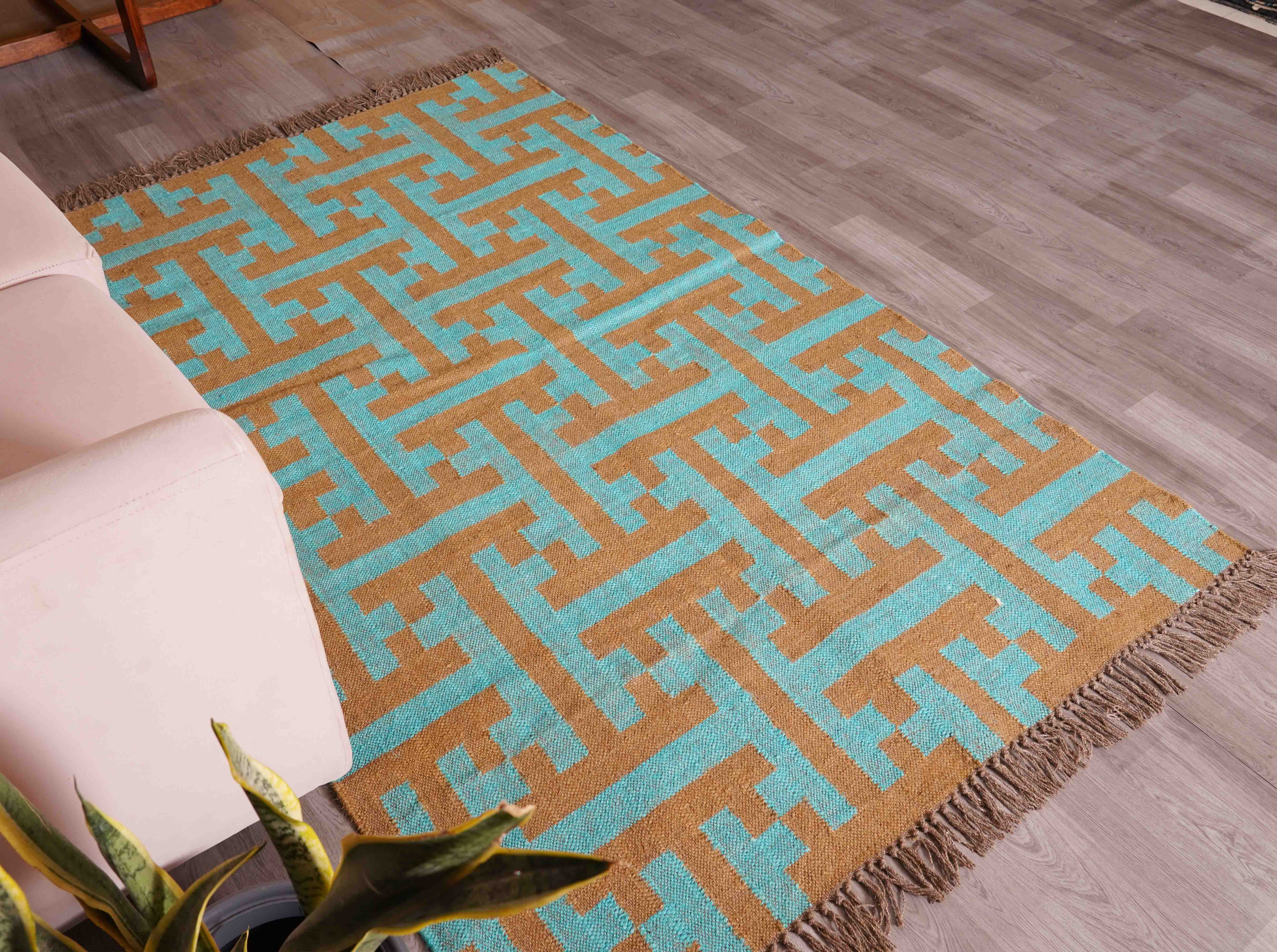 Chouhan Rugs - Wholesale Area Rug - Multicolor Handwoven Wool Jute Kilim Rug Vinatge Jute Rug 5