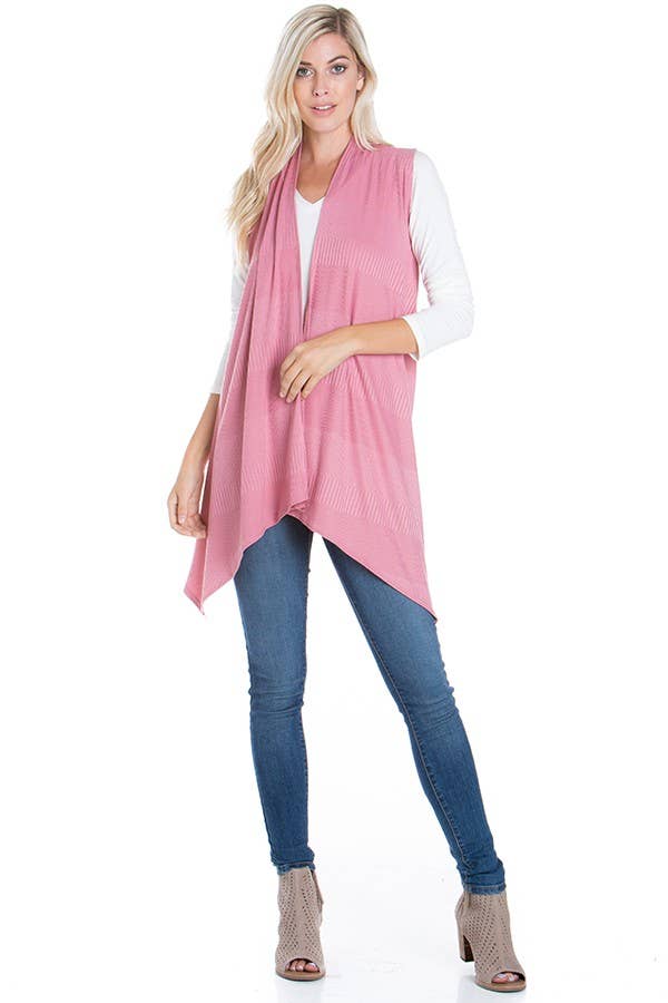 Azules Clothing – Cardigan - Mulher por atacado – Cardigan Duster sem mangas com nervuras e escovado macio19