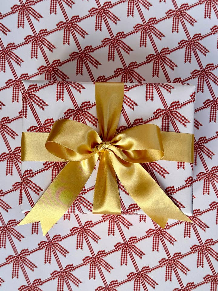 Gingham Bow Wrapping Paper for wholesale by Canonbury Press