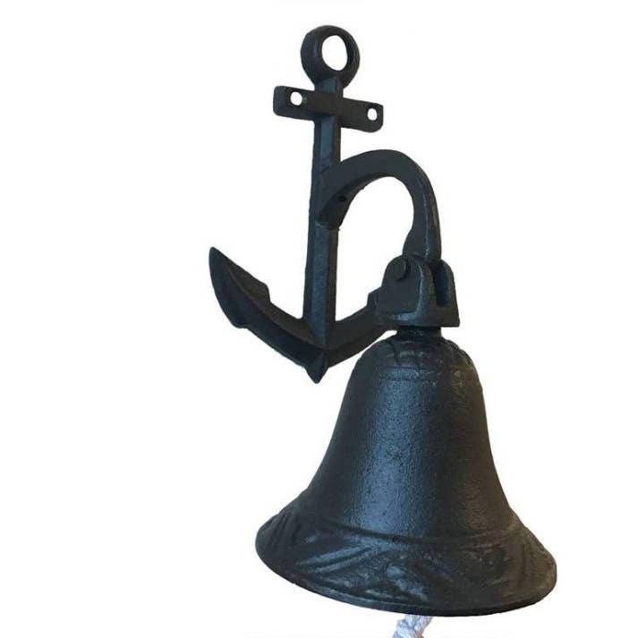 Rustic Black Cast Iron Wall Hanging Anchor Bell 8" for wholesale by Hampton Ironworks
