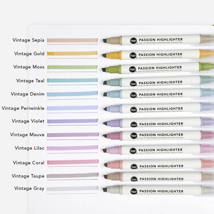 Passion Planner – wholesale Färgmarkering – Passion Highlighters - Vintage (12-pack)