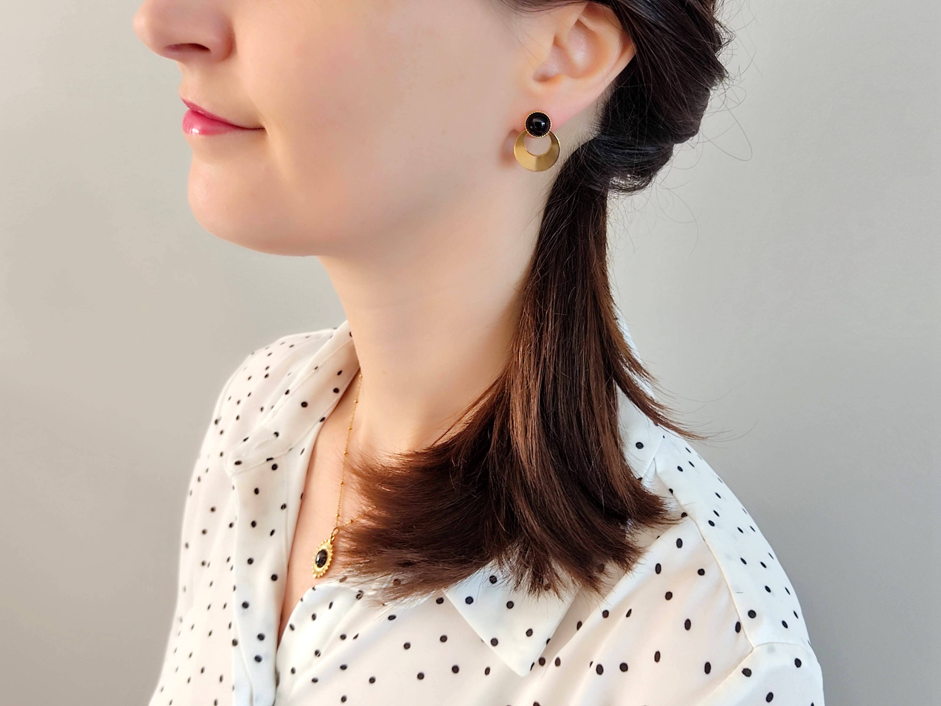 Sophie Bijoux – Großhandel Ohrstecker – The Adventurer 3-in-1 Ohrringe mit schwarzer Achat-Stein3