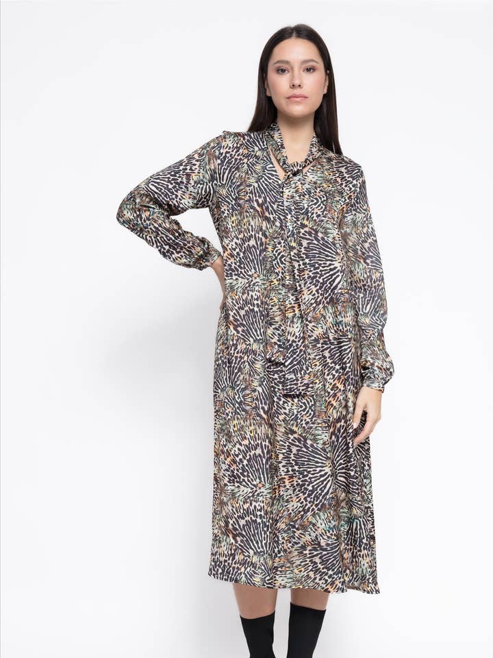 SATIN ANIMAL PRINT DRESS B2B for wholesale by CMS Love