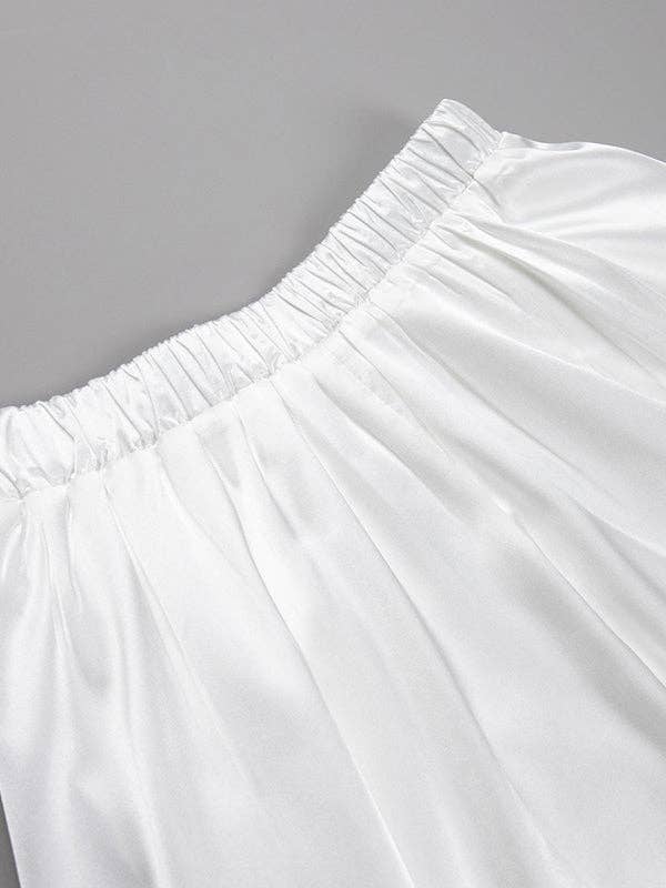 Sheer Trend - Venta al por mayor Falda - Mujer - Faldas plisadas de color liso, línea A, cintura alta y elástica3