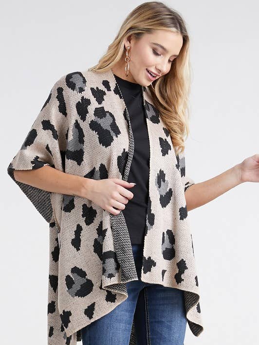 Clarabelle || Leopard Print Kimono Cardigan Sweater for wholesale by Justin & Taylor