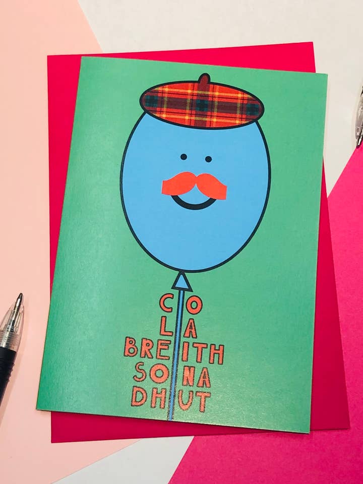 Scottish Balloon Birthday Card for wholesale by PaintsPylons