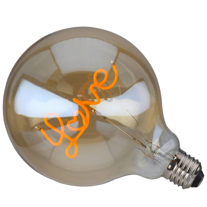 Light bulb (LED) Love orange H. 17 cm, pack of 2 for wholesale by Gilde Handwerk Macrander GmbH & Co. KG