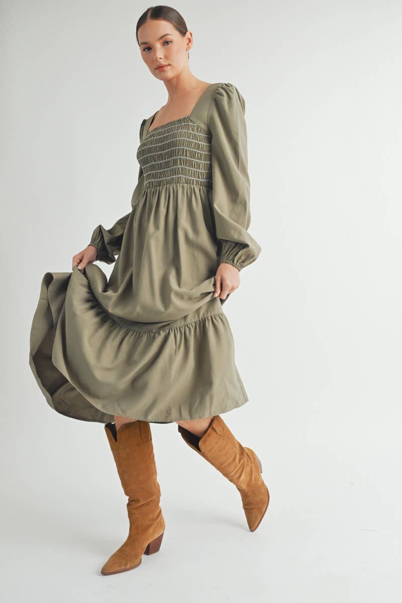 OLIVE Smocked Maxi Dress -1 for wholesale on Faire7
