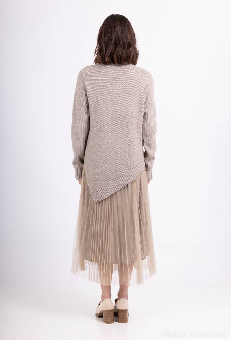 L'Emotion - Vente Ensemble haut et jupe - Femme - Ensemble Pull Col Roulé Asymétrique Coupe V & Robe9