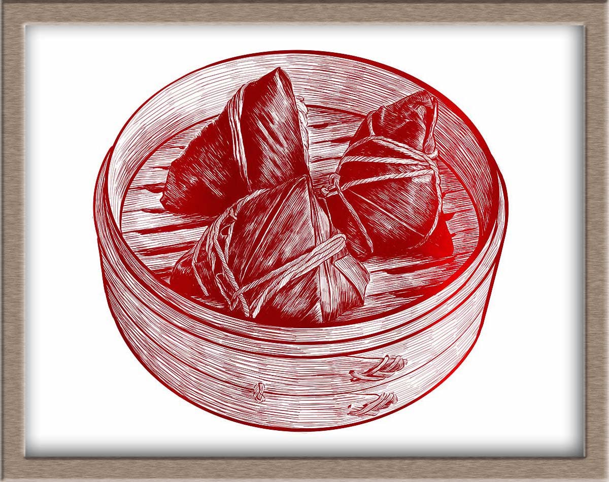 JoyousJoyfulJoyness - Wholesale Art Print - Zong Zi (Sticky Rice Dumpling) Foiled Art Print3
