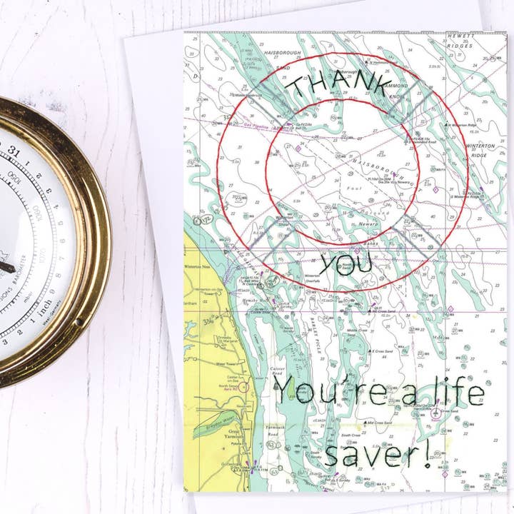 Thank You You're a Life Saver Greetings Card for wholesale by NaviStitch