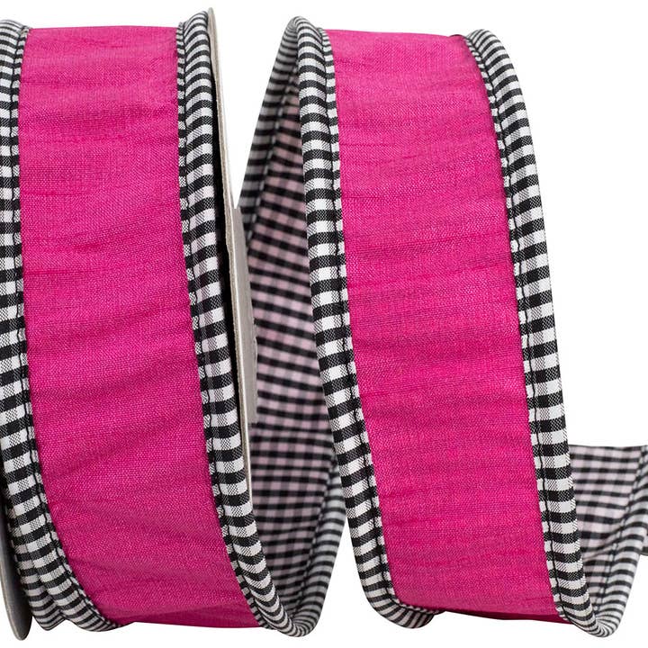 Gingham Wrapped Edge And Backed Dupioni Deluxe Wired Edge 3 for wholesale by RELIANT RIBBON