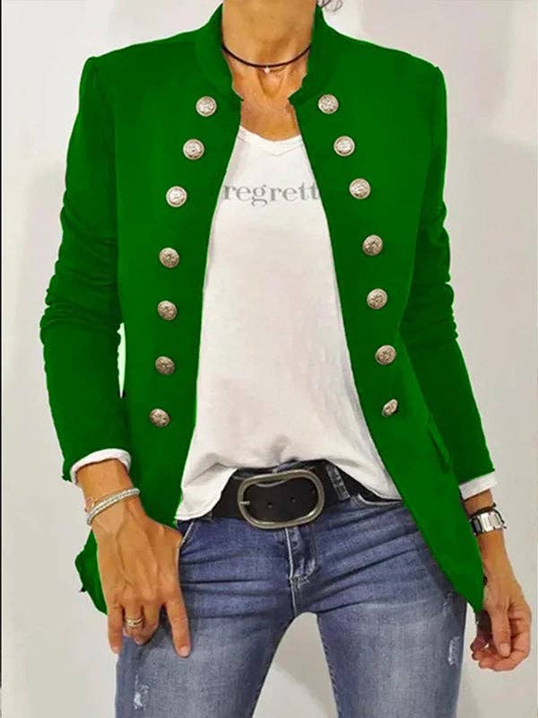 Sheer Trend - Wholesale Jacket - Women's - Casual Long Sleeves Buttoned Stand Collar Jackets Outerwear6