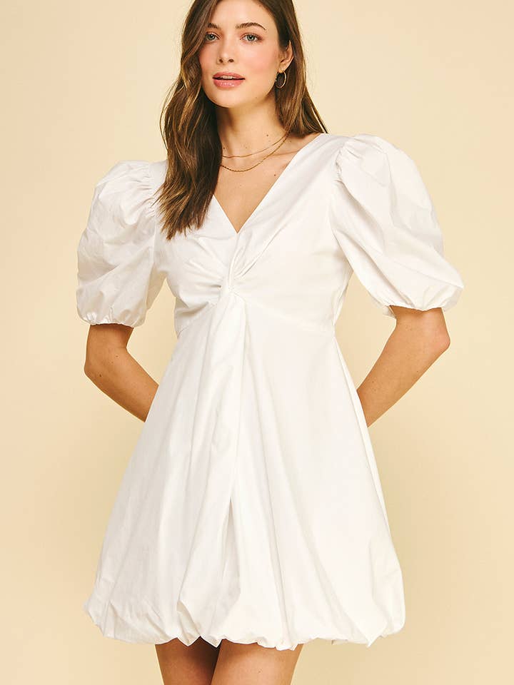 TWISTED TIE BUBBLE MINI DRESS - 6847D for wholesale by PINCH