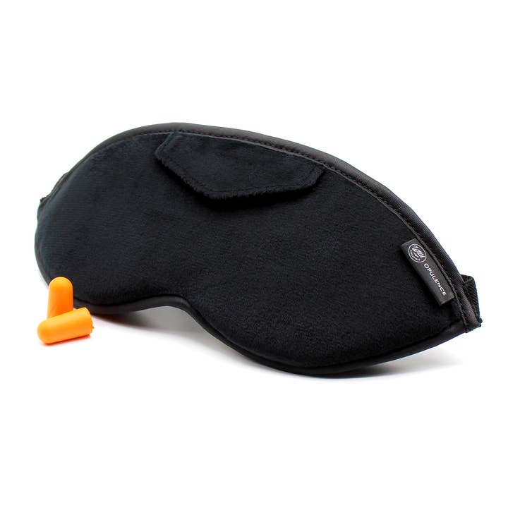 Opulence Micro Plush Sleep Mask w/Earplugs (Black) for wholesale by Wild Essentials