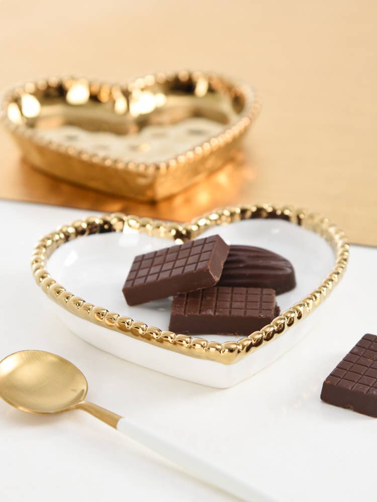 Pampa Bay - Wholesale Decorative Plate/Dish/Bowl - Mini Heart Dish White with Gold Trim3