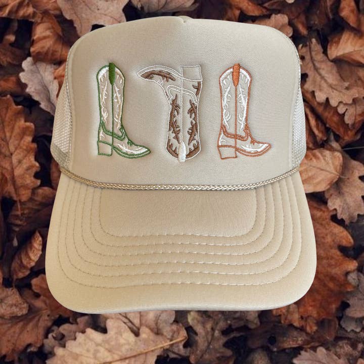 Lauren 3 Boot Embroidered Trucker Hat for wholesale by Texas Sun Creative