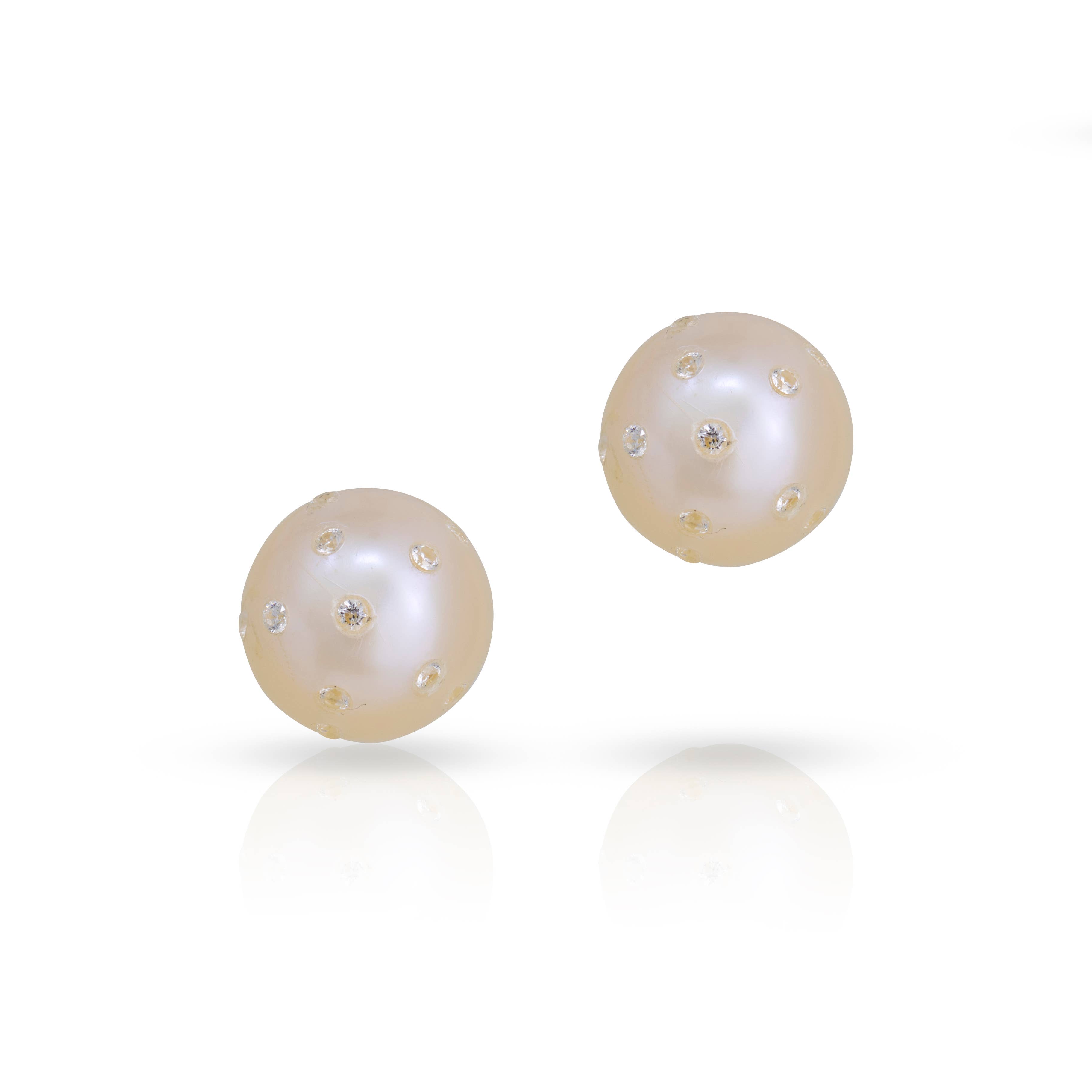 Baroque Pearl Stud Earrings w/ Swarovski Crystal