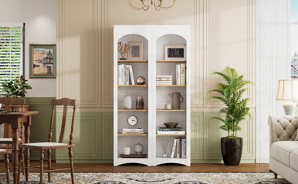 39F Inc. - Vente Bibliothèques - Ensemble de 2 bibliothèques de style ferme à 5 niveaux de 72" H (blanc)9