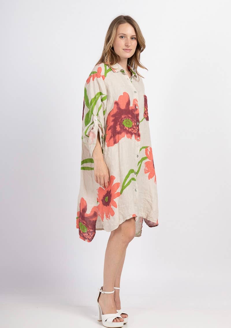 LINEN & COTTON HOUSE - Wholesale Button Down Shirt - Women's - 46102 FLORAL LINEN SHIRT21