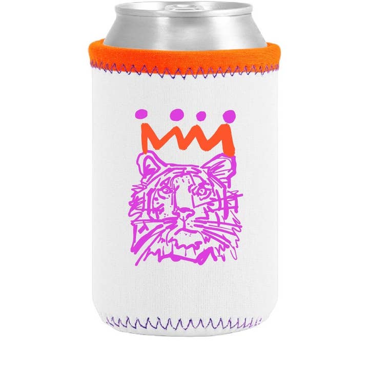 Orange x Purple Tiger Koozie for wholesale by Stadium Shoppe & Co