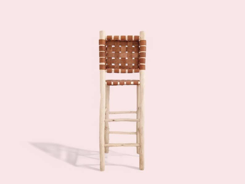 HandmadeBestSeller – wholesale Stool – Handwoven Leather & Wood Bar Stool0
