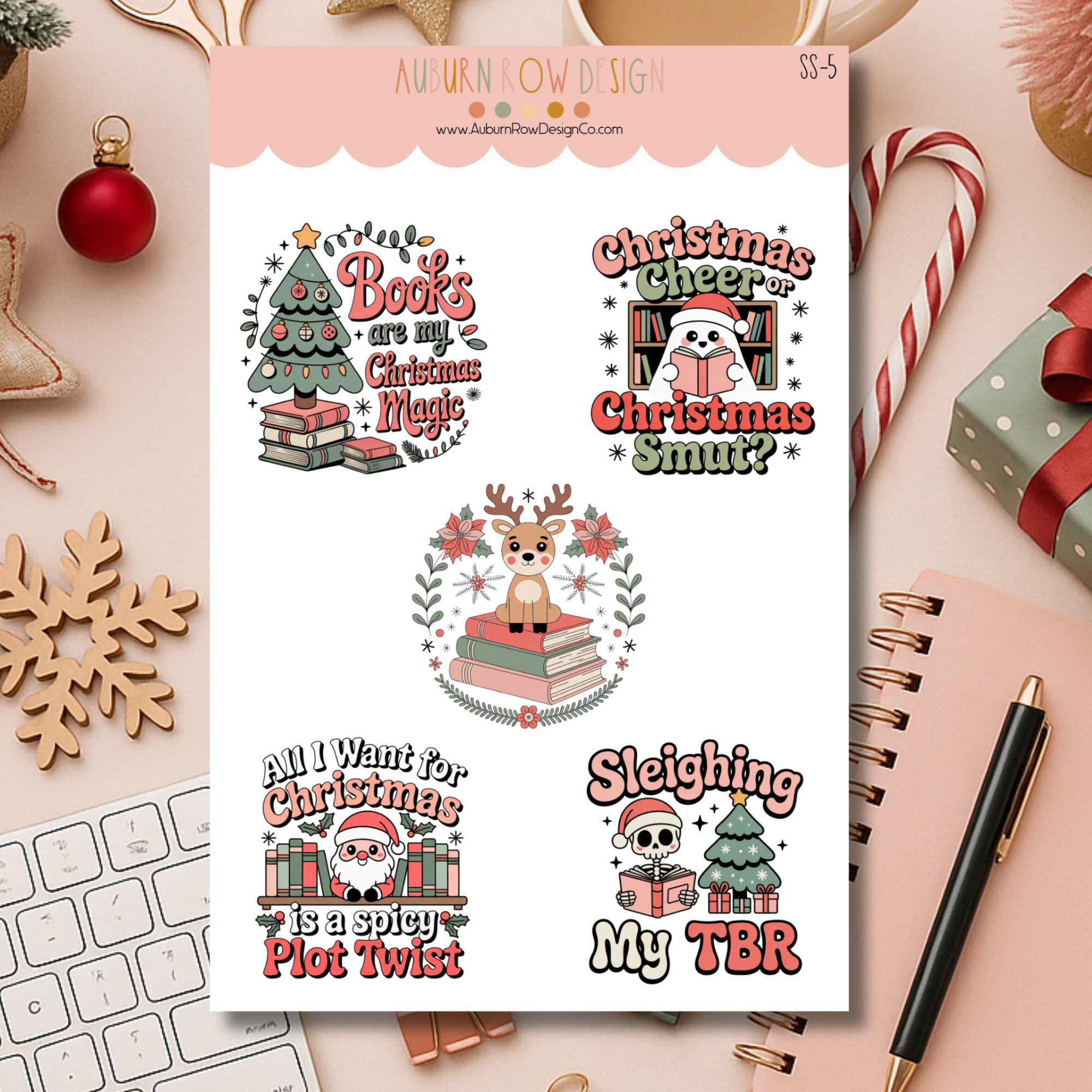 Auburn Row Design - Wholesale Sticker - Boekachtige Kerst Stickerblad0