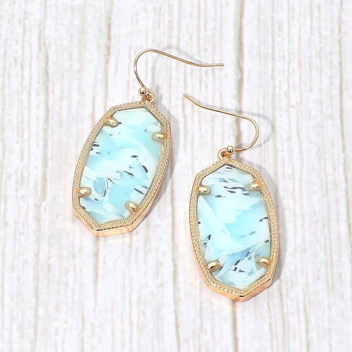 Sensibling Corp. - Wholesale Dangle Earrings - Hexagon Resin Frame Dangle Earrings2