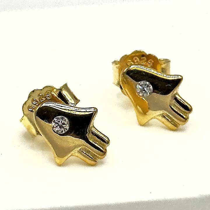 Hamsa oorstekers met kristallen accent voor wholesale door Koch La Ni Jewelry