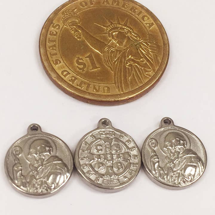 The Bead Bazaar - Wholesale Individual charm/pendant - St Benedict Charm, Religious Medal, Catholic Saint, Cross Pendant, Protection Jewelry, Catholic Jewelry, Religious Medal8