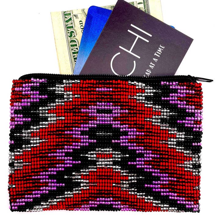 Roze/rood matrix-etui met ritssluiting voor wholesale door KAQCHI