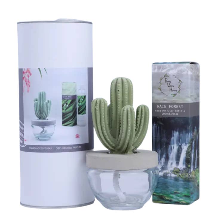 Cactus Céramique+200ml/6.76FL OZ Recharge d'Huile (CAC+RF)-Coffret Cadeau pour la vente par Pretty Valley Home