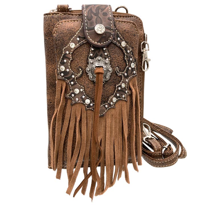 Lunar Deer - Wholesale Phone Wallet - Women's - Western Fringe Women's Crossbody Phone Wallet