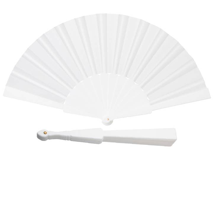 White on White Hand-Held Folding Fan for wholesale on Faire