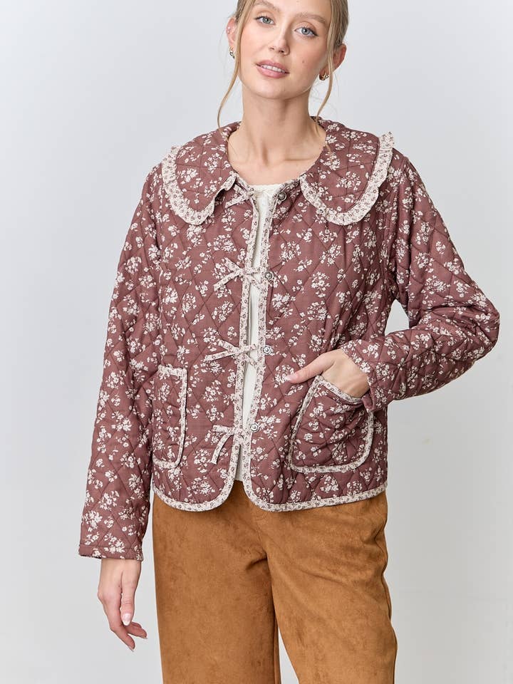 GIACCA CON COLLETTO PETER PAN FLOREALE per la vendita all'ingrosso da parte di Polagram by Wellmade USA