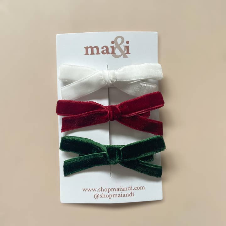 trio de clips de Noël en velours pour la vente par Mai & I