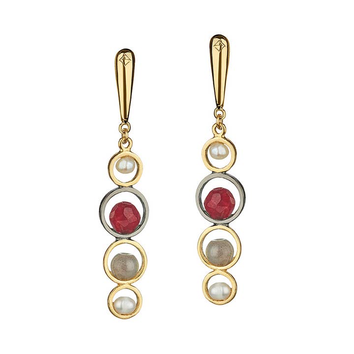 Harmony Oorbellen - Zilver, Parel, Agaat, Labradoriet voor wholesale door Eleni Orfanou