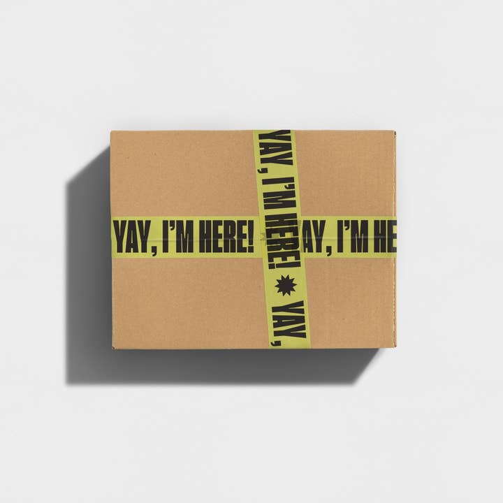 Shippy Tape - Wholesale Tape - Yay, I'm Here! Shipping Tape - Yellow/Black