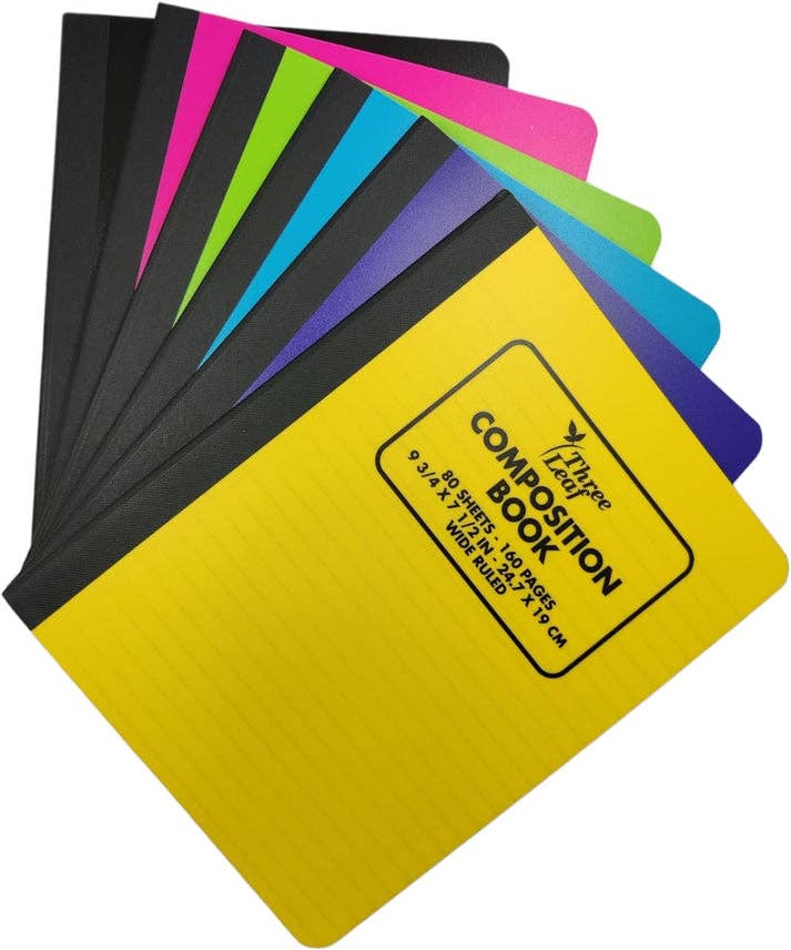 Three Leaf Products - Vente Cahiers - Cahier de composition à couverture poly couleur de 80 feuilles, WR (lot de 24)1